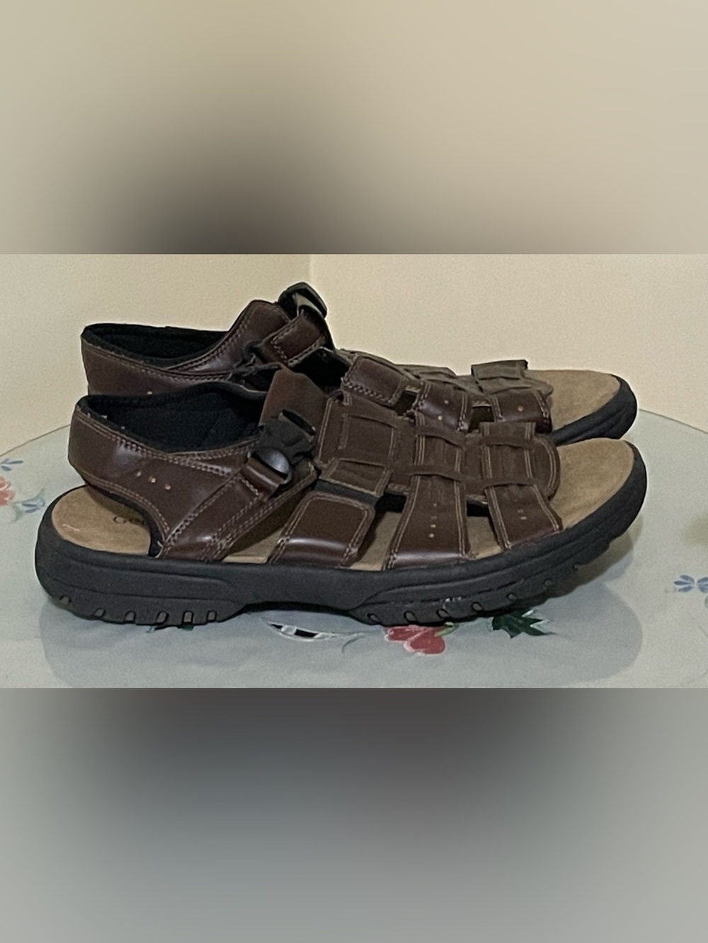 Men's George Brown Leather Sandals Size 12